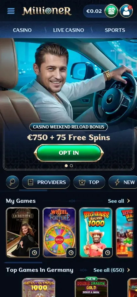 bonusy i promocje Millioner